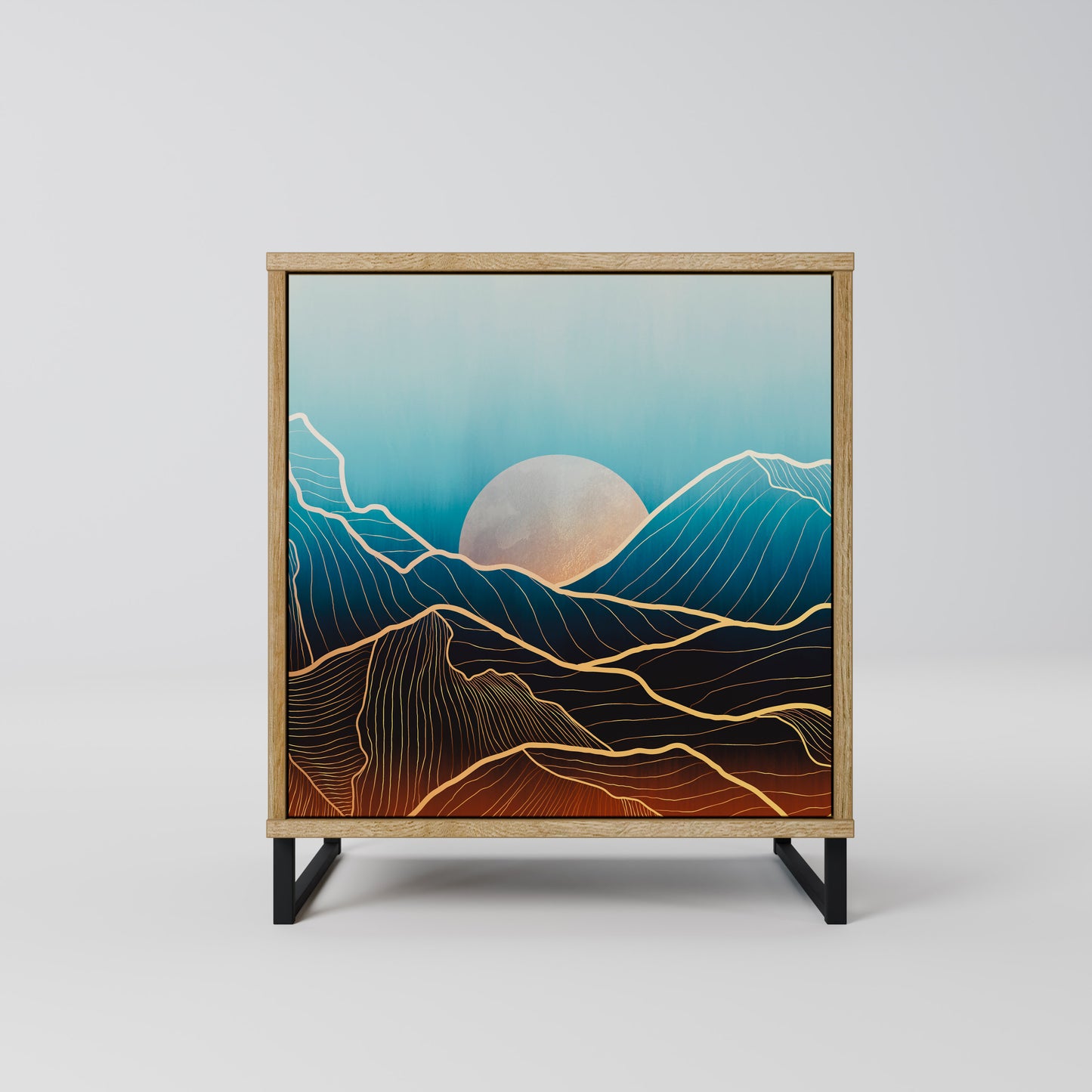 LUNAR SECRETS 1-Door Sideboard in Oak Effect