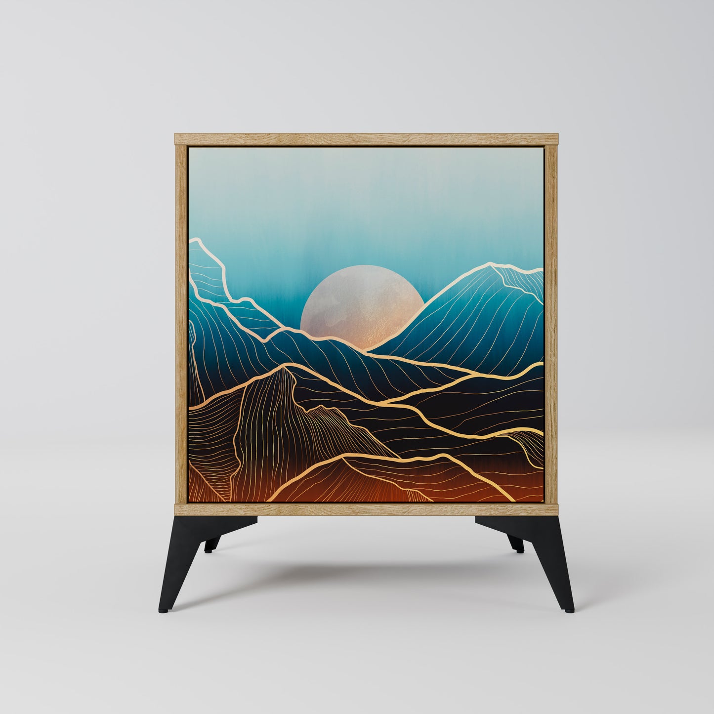 LUNAR SECRETS 1-Door Sideboard in Oak Effect