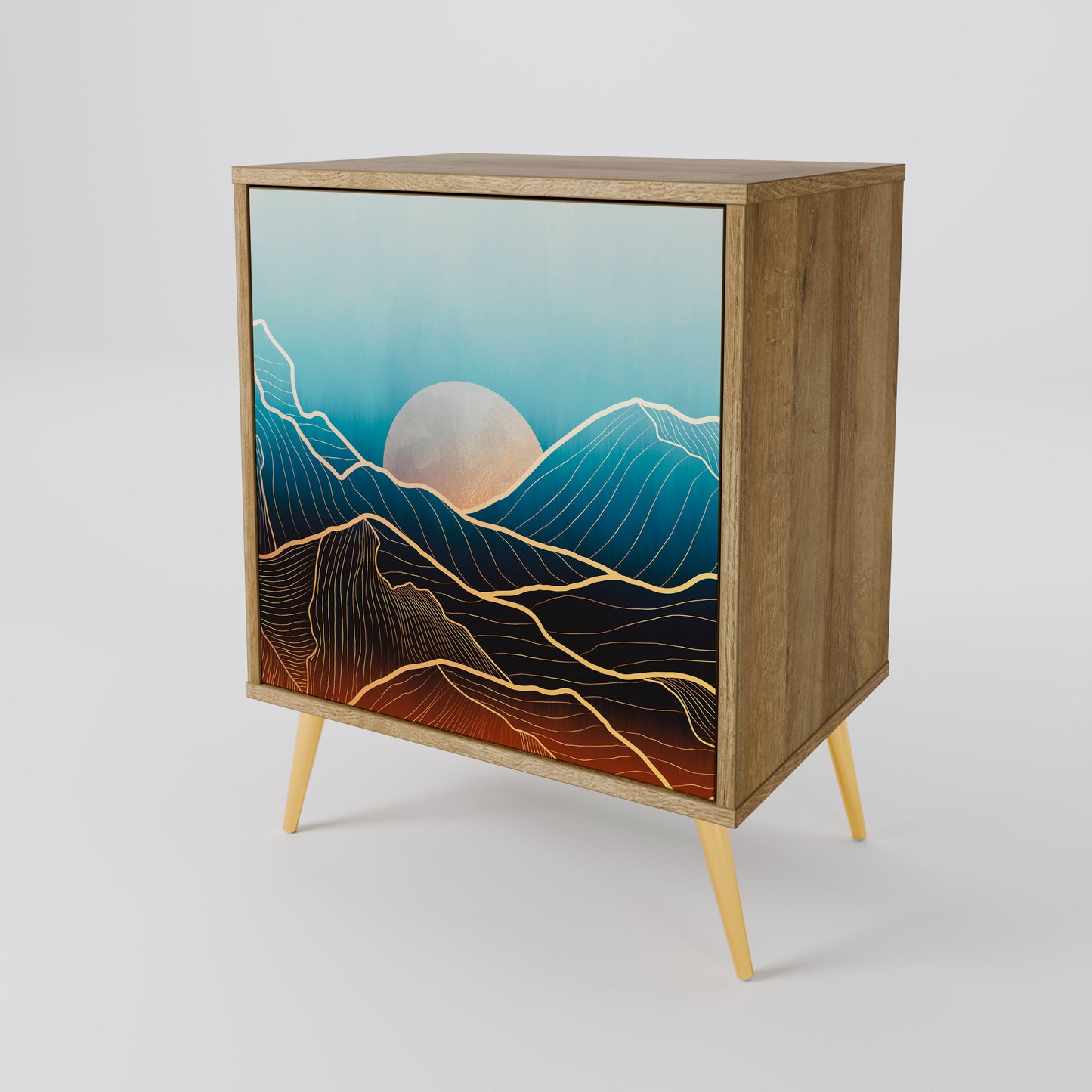 LUNAR SECRETS 1-Door Sideboard in Oak Effect