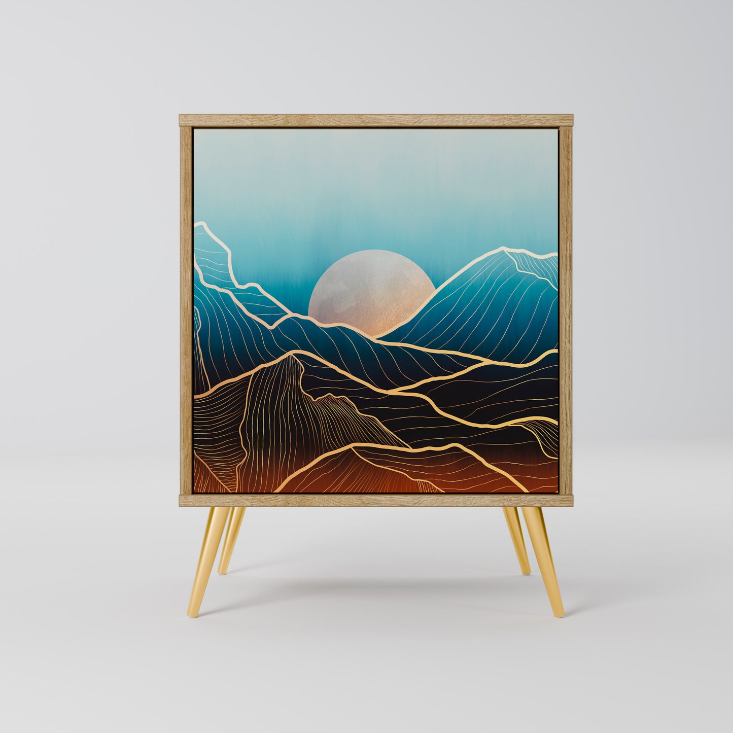 LUNAR SECRETS 1-Door Sideboard in Oak Effect