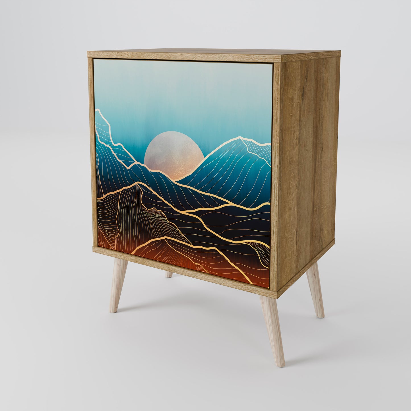 LUNAR SECRETS 1-Door Sideboard in Oak Effect