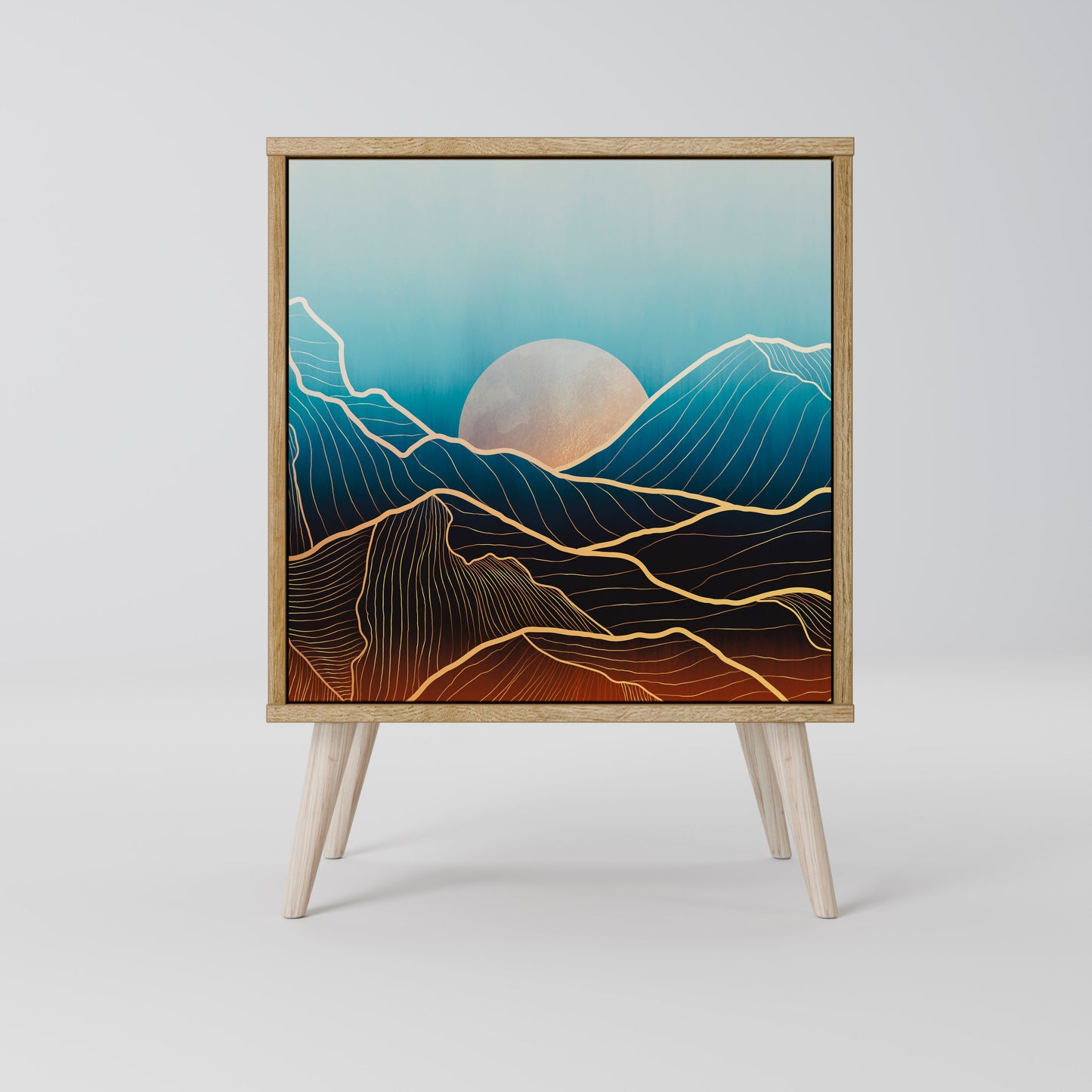 LUNAR SECRETS 1-Door Sideboard in Oak Effect