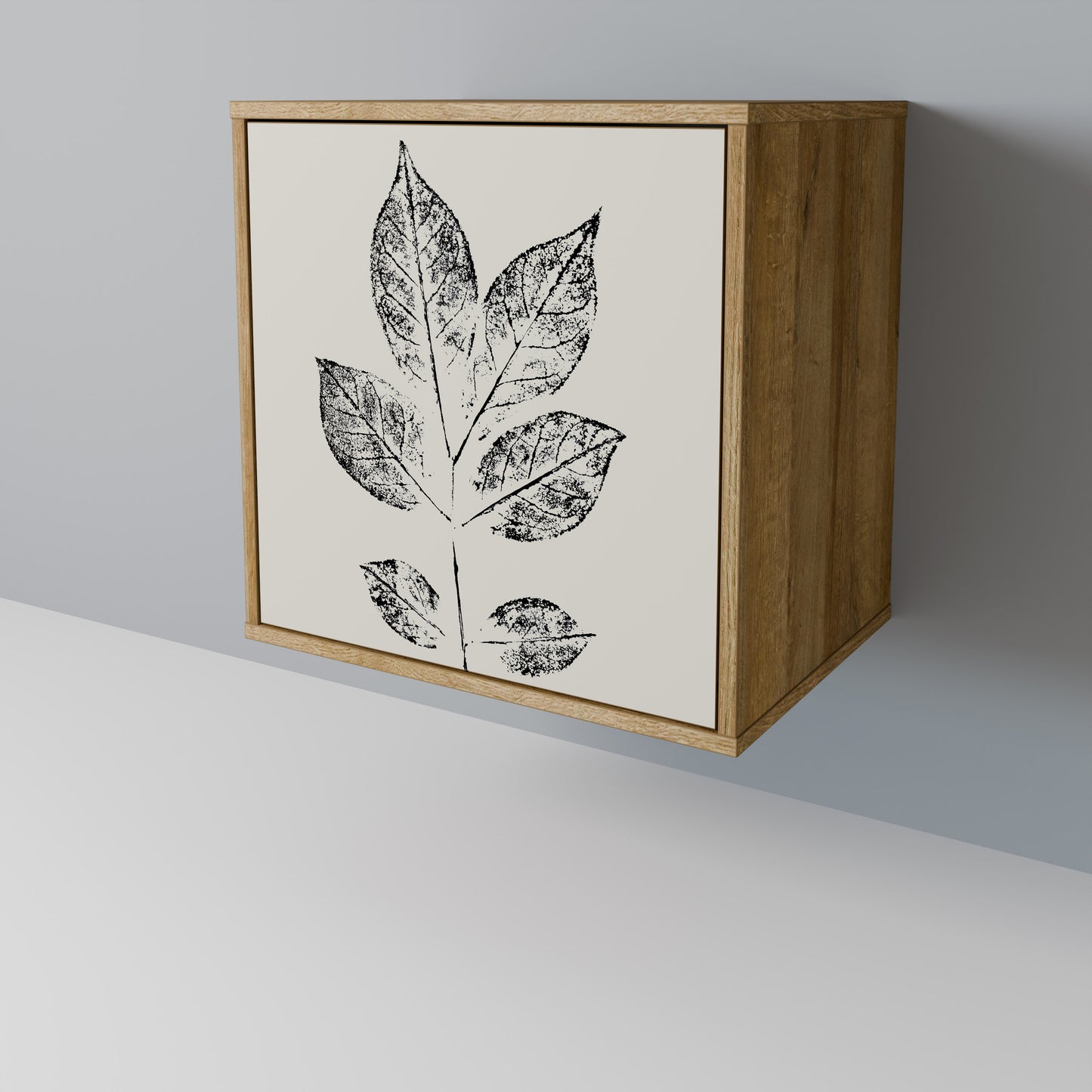 LEAFY STAMPS 1-Door Sideboard in Oak Effect