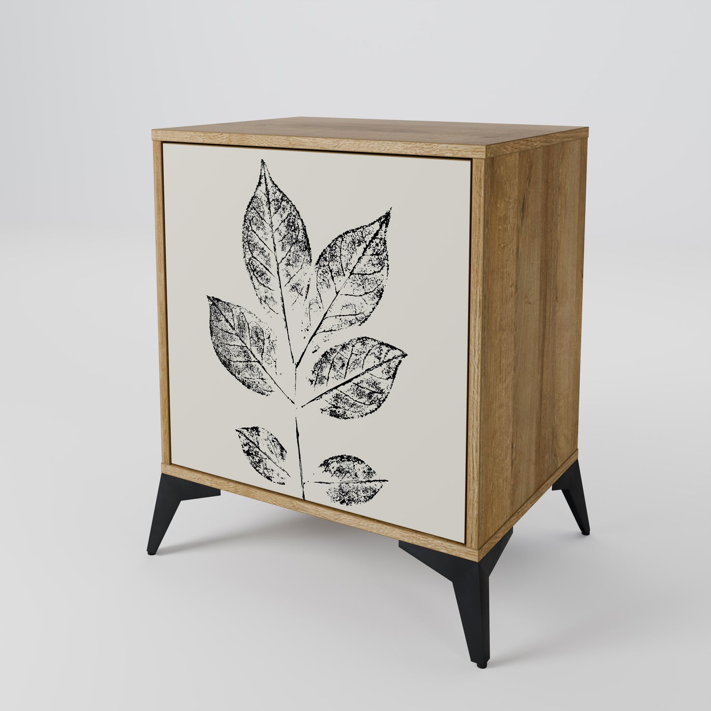 LEAFY STAMPS 1-Door Sideboard in Oak Effect
