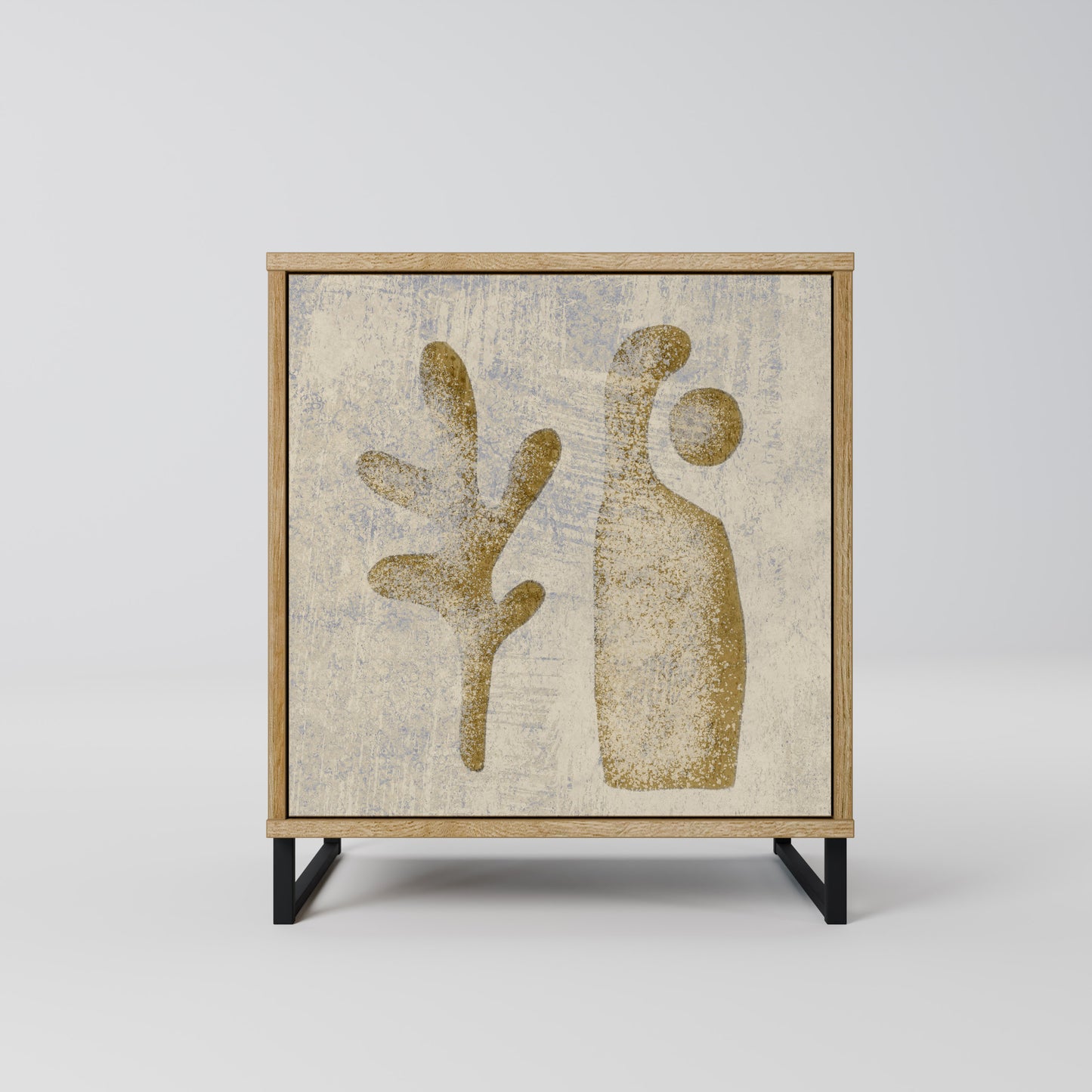 Credenza SAND SCULPTURES a 1 anta effetto rovere