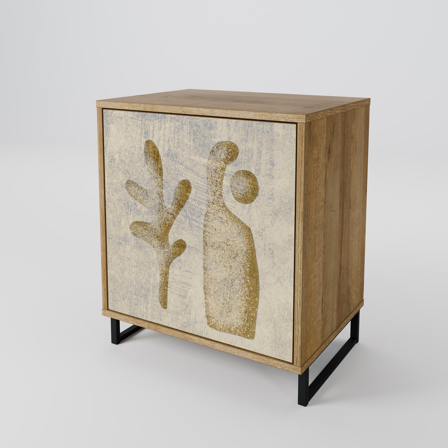 Credenza SAND SCULPTURES a 1 anta effetto rovere