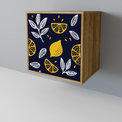 CITRUS BLACK AND WHITE 1-Door Sideboard in Oak Effect
