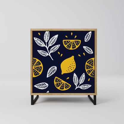 CITRUS BLACK AND WHITE 1-Door Sideboard in Oak Effect