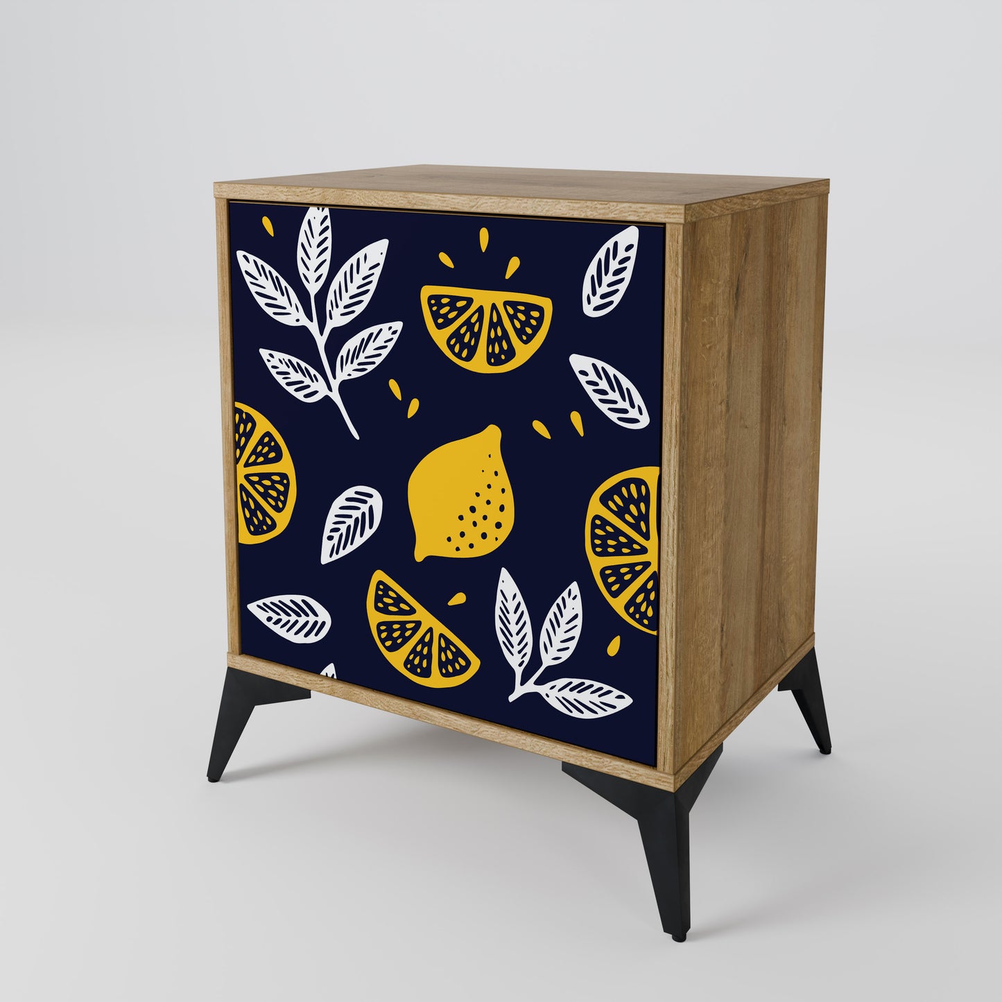 CITRUS BLACK AND WHITE 1-Door Sideboard in Oak Effect