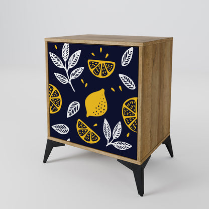 CITRUS BLACK AND WHITE 1-Door Sideboard in Oak Effect