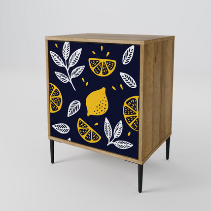 CITRUS BLACK AND WHITE 1-Door Sideboard in Oak Effect