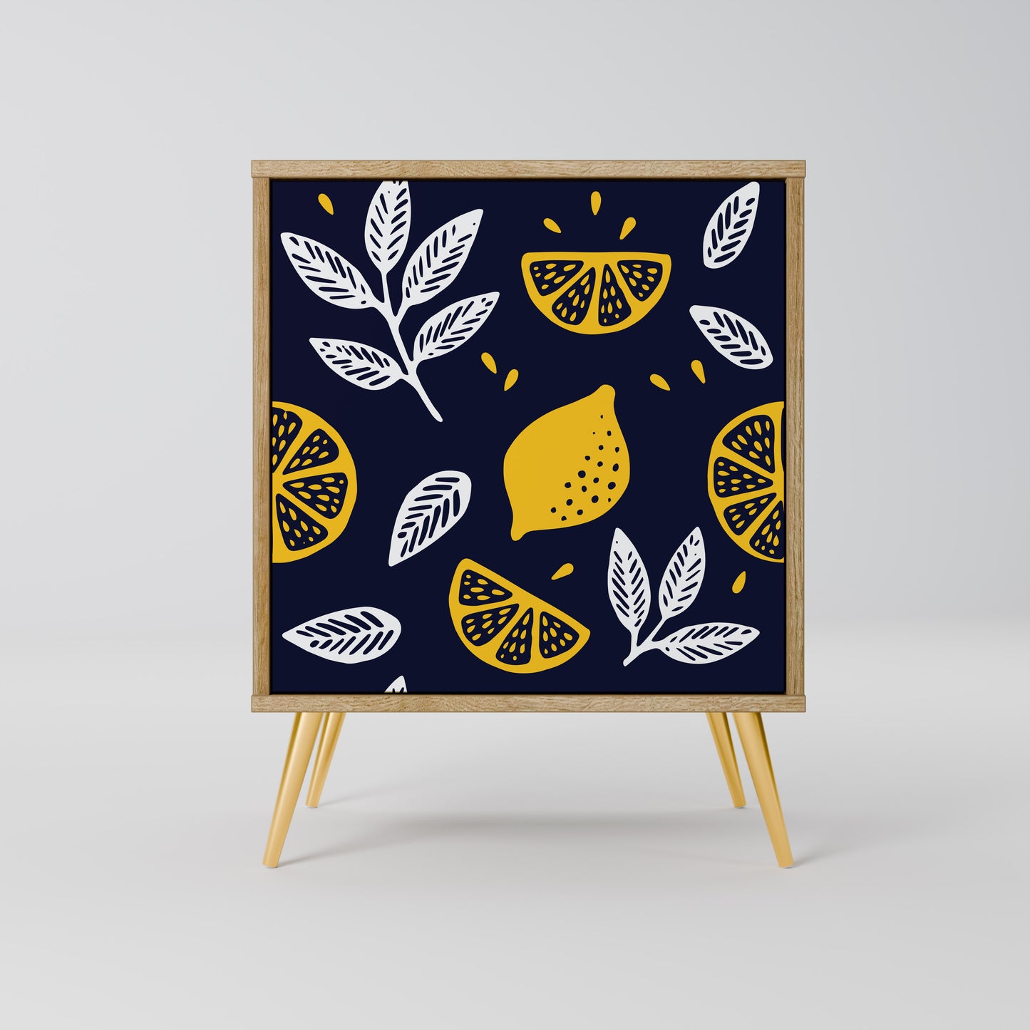 CITRUS BLACK AND WHITE 1-Door Sideboard in Oak Effect