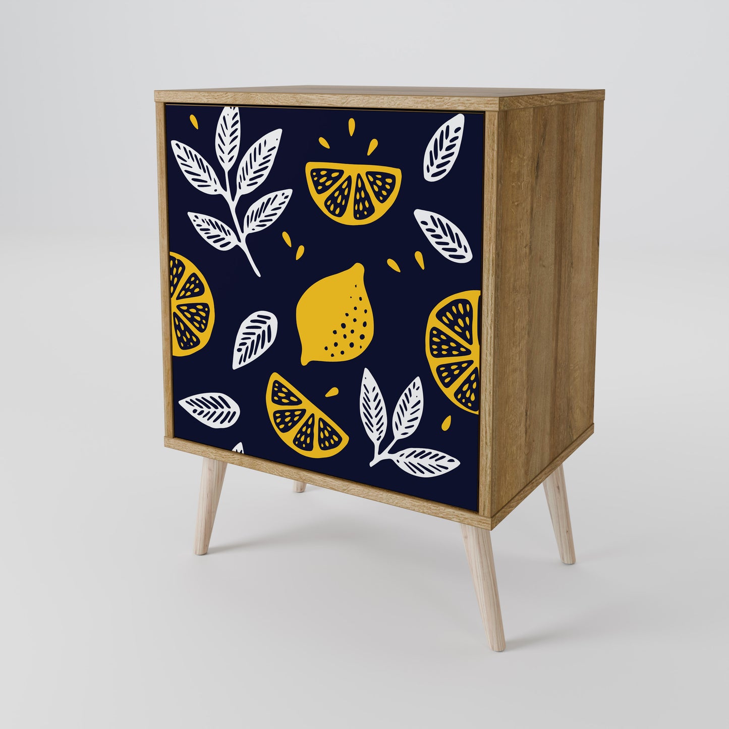 CITRUS BLACK AND WHITE 1-Door Sideboard in Oak Effect