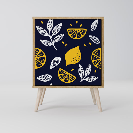 Credenza a 1 anta CITRUS BLACK AND WHITE effetto rovere