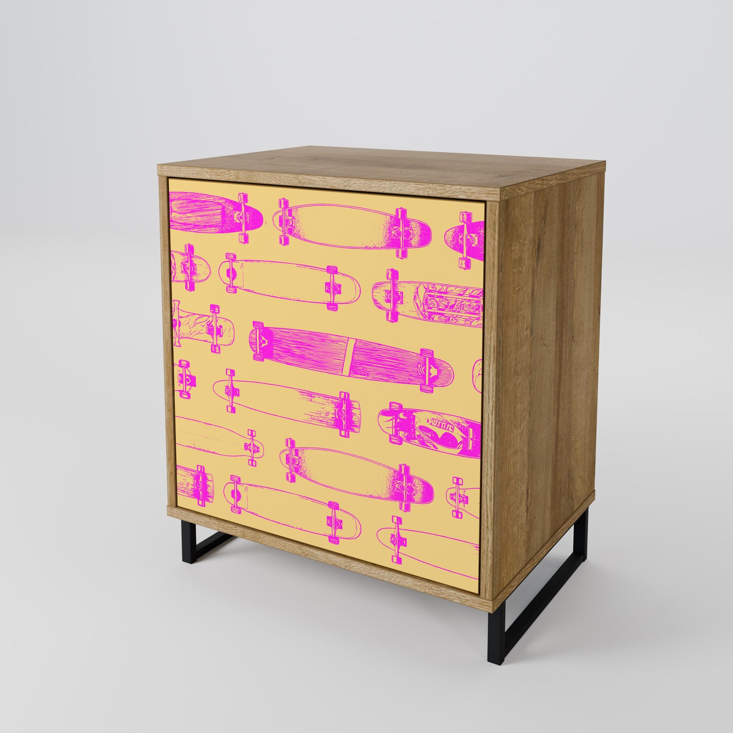 Credenza SKATEBOARD ARTISTRY a 1 anta effetto rovere
