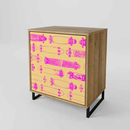Credenza SKATEBOARD ARTISTRY a 1 anta effetto rovere