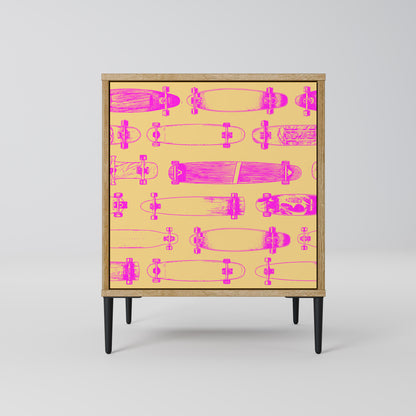 Credenza SKATEBOARD ARTISTRY a 1 anta effetto rovere