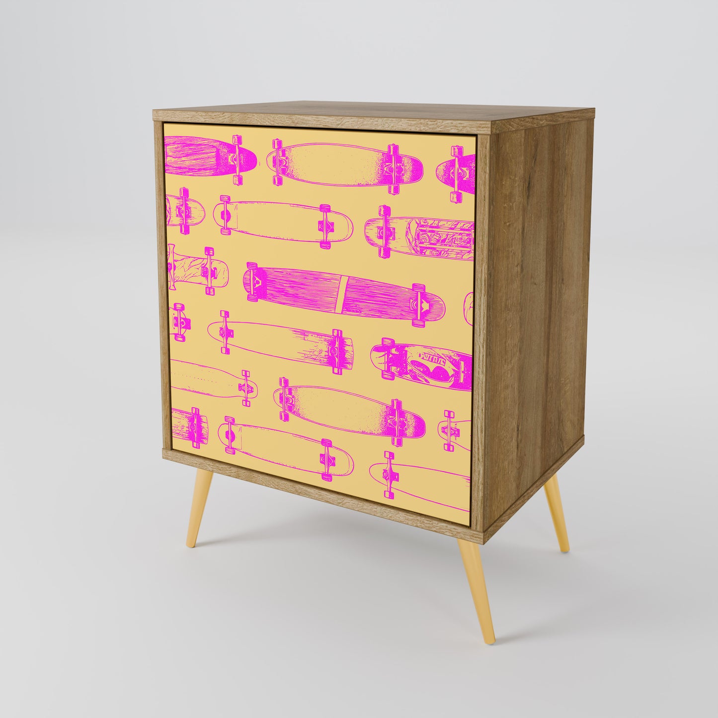 Credenza SKATEBOARD ARTISTRY a 1 anta effetto rovere