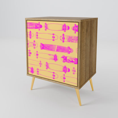 Credenza SKATEBOARD ARTISTRY a 1 anta effetto rovere