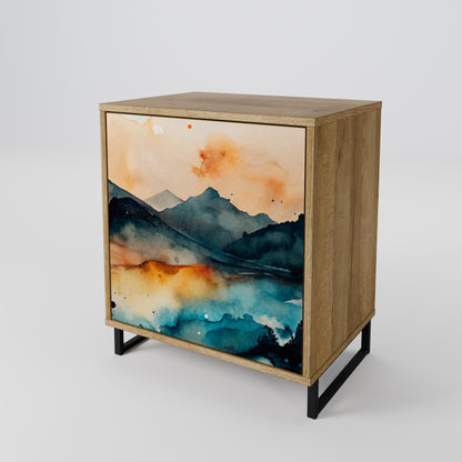 OMINOUS MOUNTAINS 1-Door Sideboard in Oak Effect