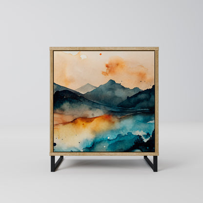 OMINOUS MOUNTAINS 1-Door Sideboard in Oak Effect