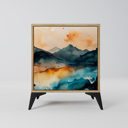 OMINOUS MOUNTAINS 1-Door Sideboard in Oak Effect