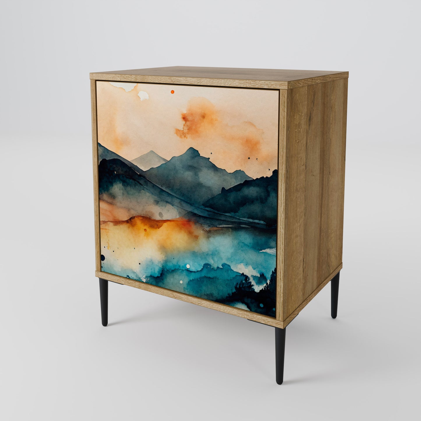 OMINOUS MOUNTAINS 1-Door Sideboard in Oak Effect