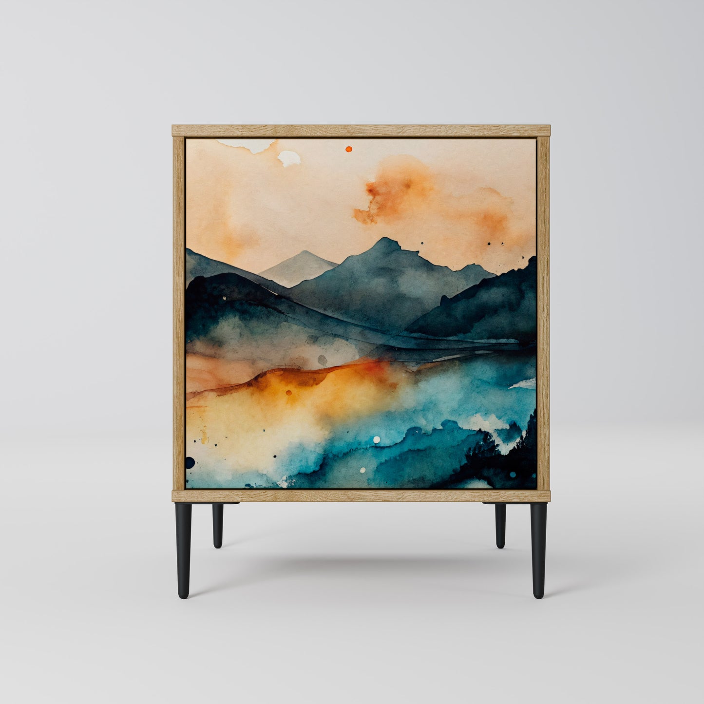 OMINOUS MOUNTAINS 1-Door Sideboard in Oak Effect