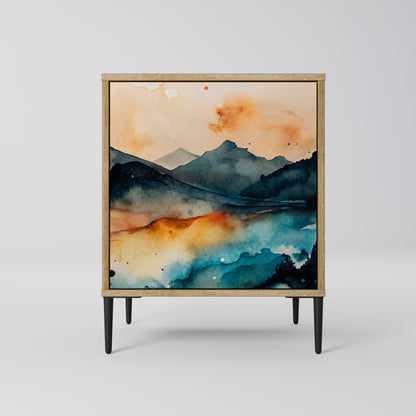 OMINOUS MOUNTAINS 1-Door Sideboard in Oak Effect