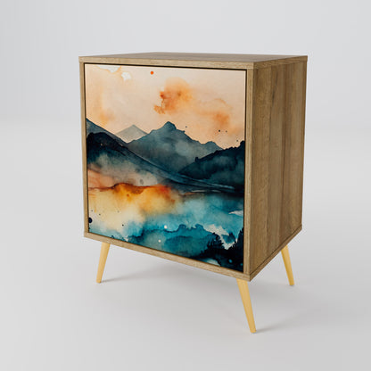 OMINOUS MOUNTAINS 1-Door Sideboard in Oak Effect