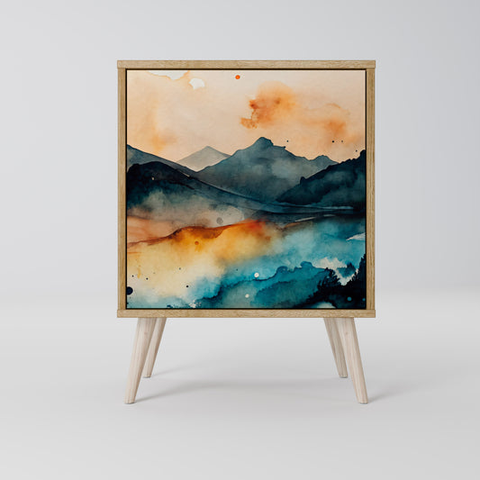 OMINOUS MOUNTAINS 1-Door Sideboard in Oak Effect