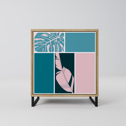 COMBINAZIONE DI FORME Credenza a 1 anta effetto rovere