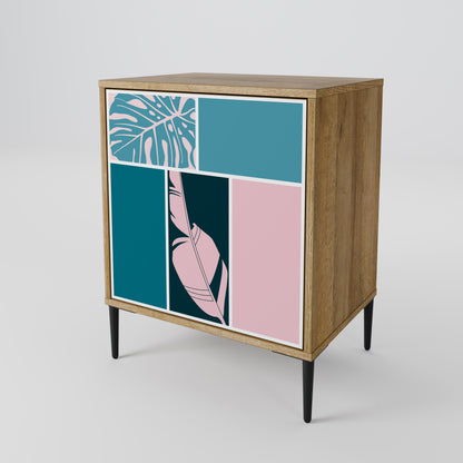 COMBINAZIONE DI FORME Credenza a 1 anta effetto rovere