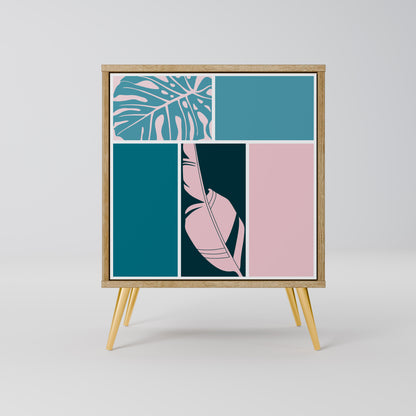 COMBINAZIONE DI FORME Credenza a 1 anta effetto rovere