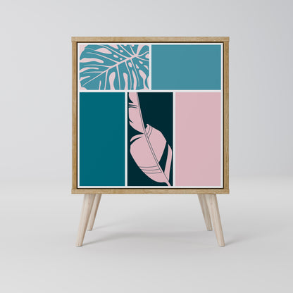 COMBINAZIONE DI FORME Credenza a 1 anta effetto rovere