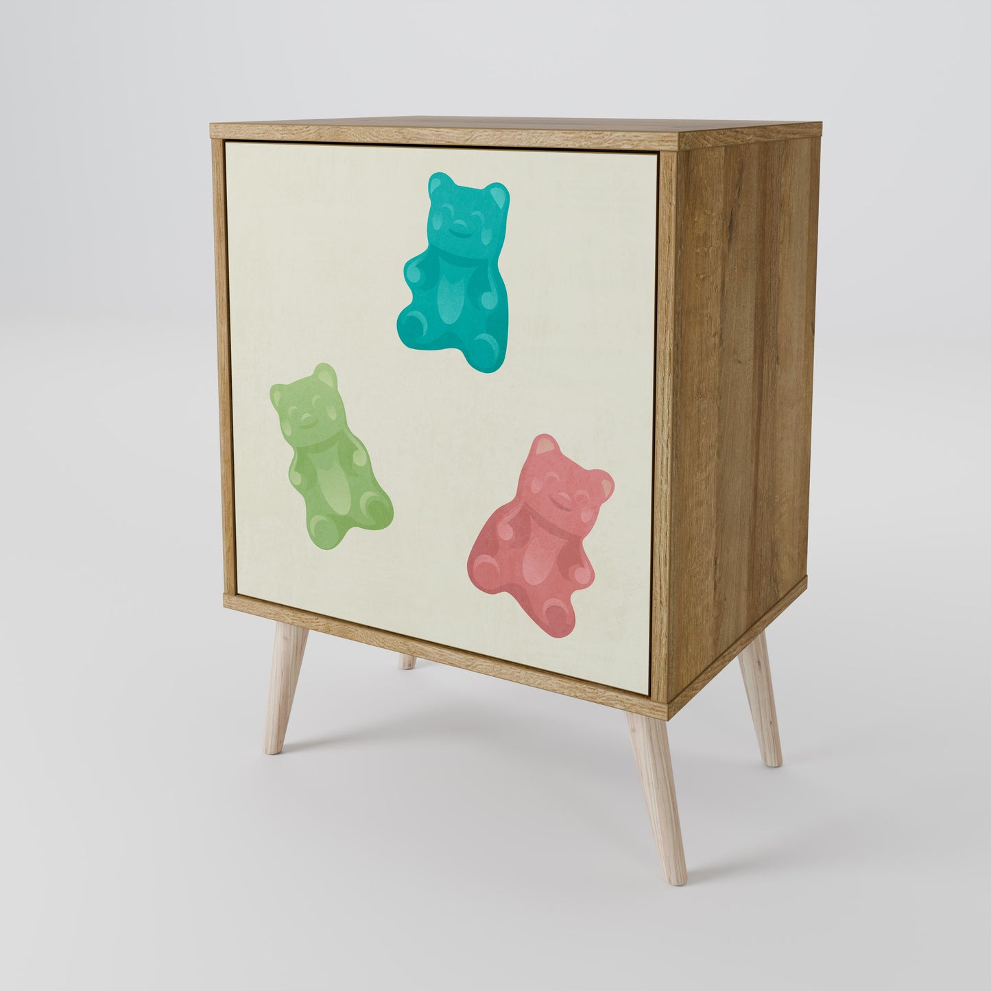 Credenza GUMMY BEARS a 1 anta effetto rovere