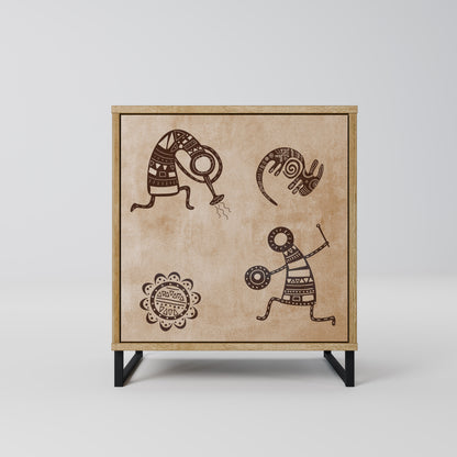 Credenza a 1 anta in stile africano effetto rovere