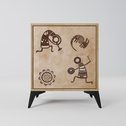 Credenza a 1 anta in stile africano effetto rovere