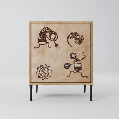 Credenza a 1 anta in stile africano effetto rovere