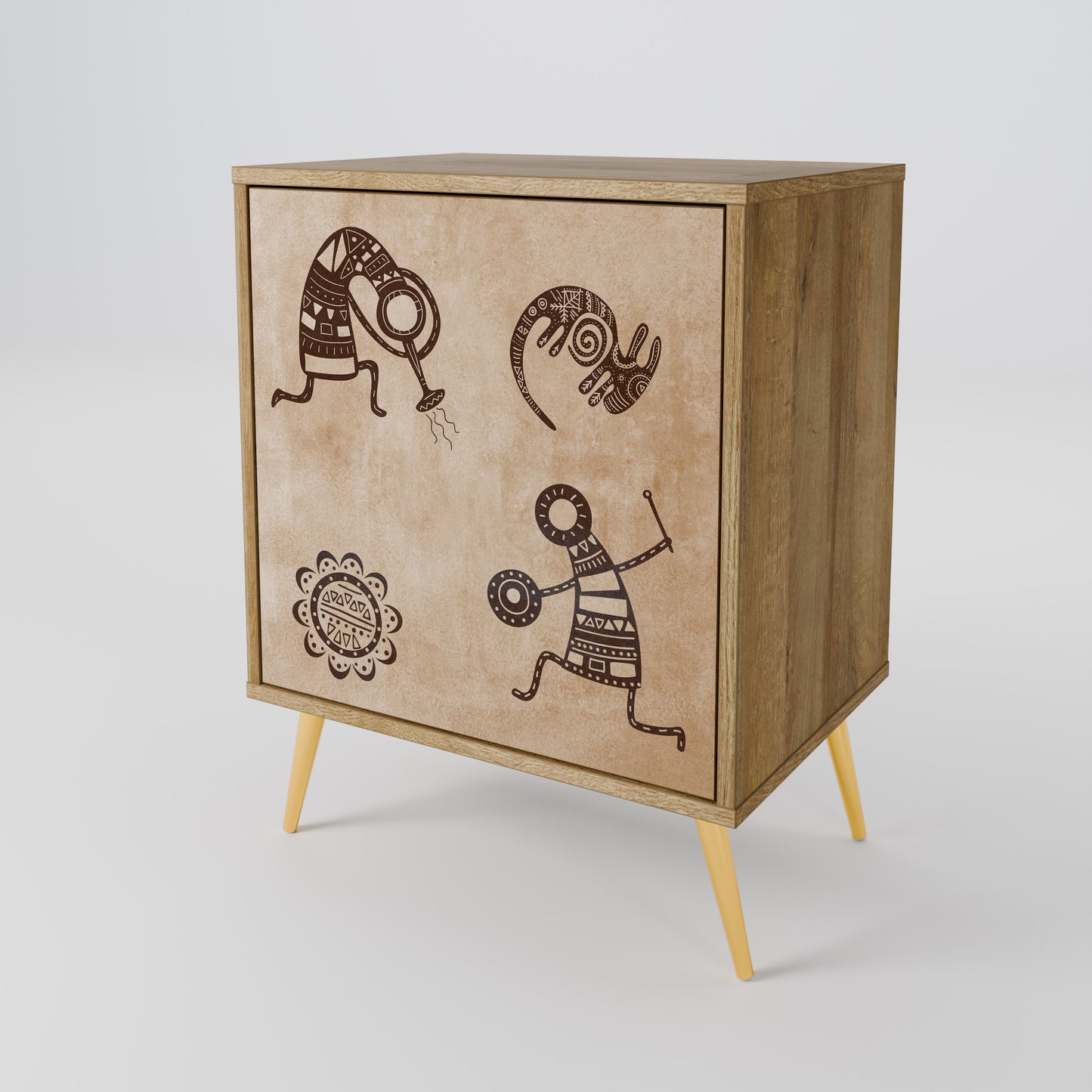 Credenza a 1 anta in stile africano effetto rovere