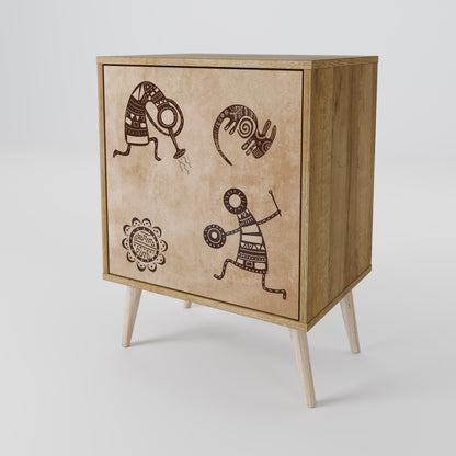 Credenza a 1 anta in stile africano effetto rovere