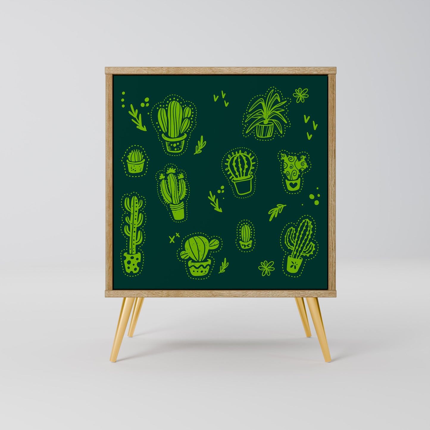 Credenza DESERT GREEN a 1 anta effetto rovere