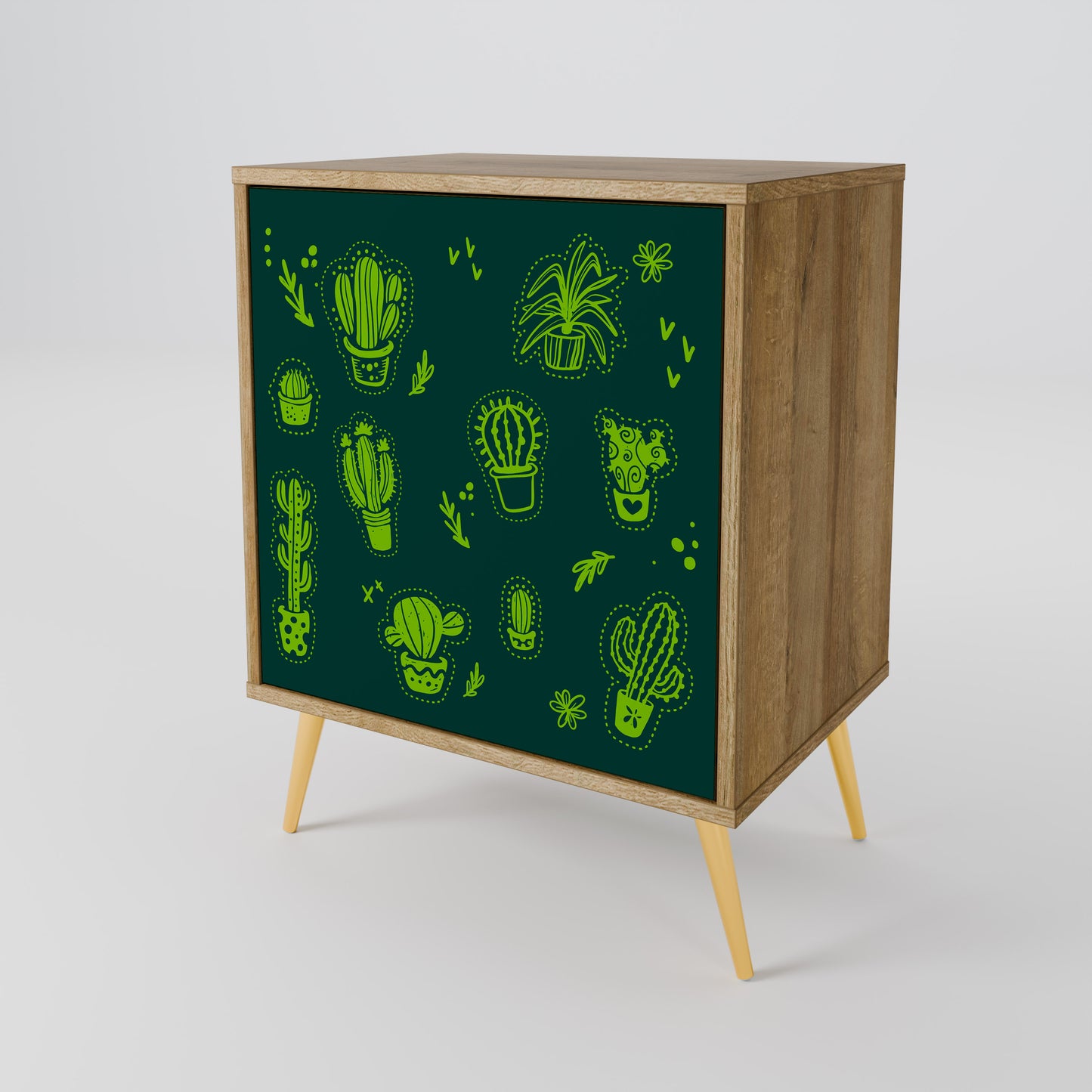 Credenza DESERT GREEN a 1 anta effetto rovere