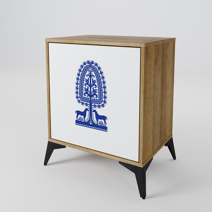 POLISH FOLK ART 1-Door Sideboard in Oak Effect