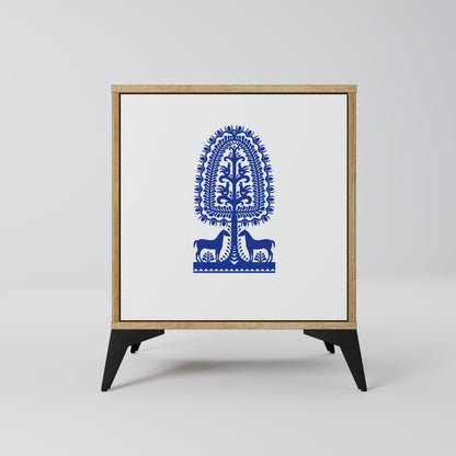 POLISH FOLK ART 1-Door Sideboard in Oak Effect