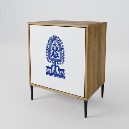 POLISH FOLK ART 1-Door Sideboard in Oak Effect