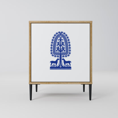 POLISH FOLK ART 1-Door Sideboard in Oak Effect