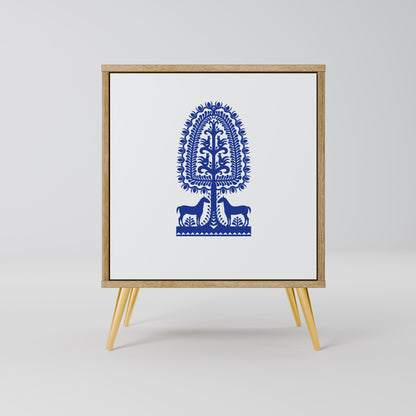 POLISH FOLK ART 1-Door Sideboard in Oak Effect