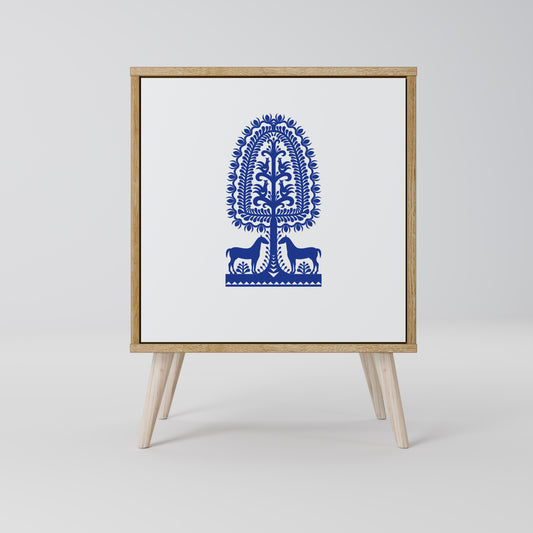 Credenza a 1 anta in stile POLACCO FOLK ART effetto rovere