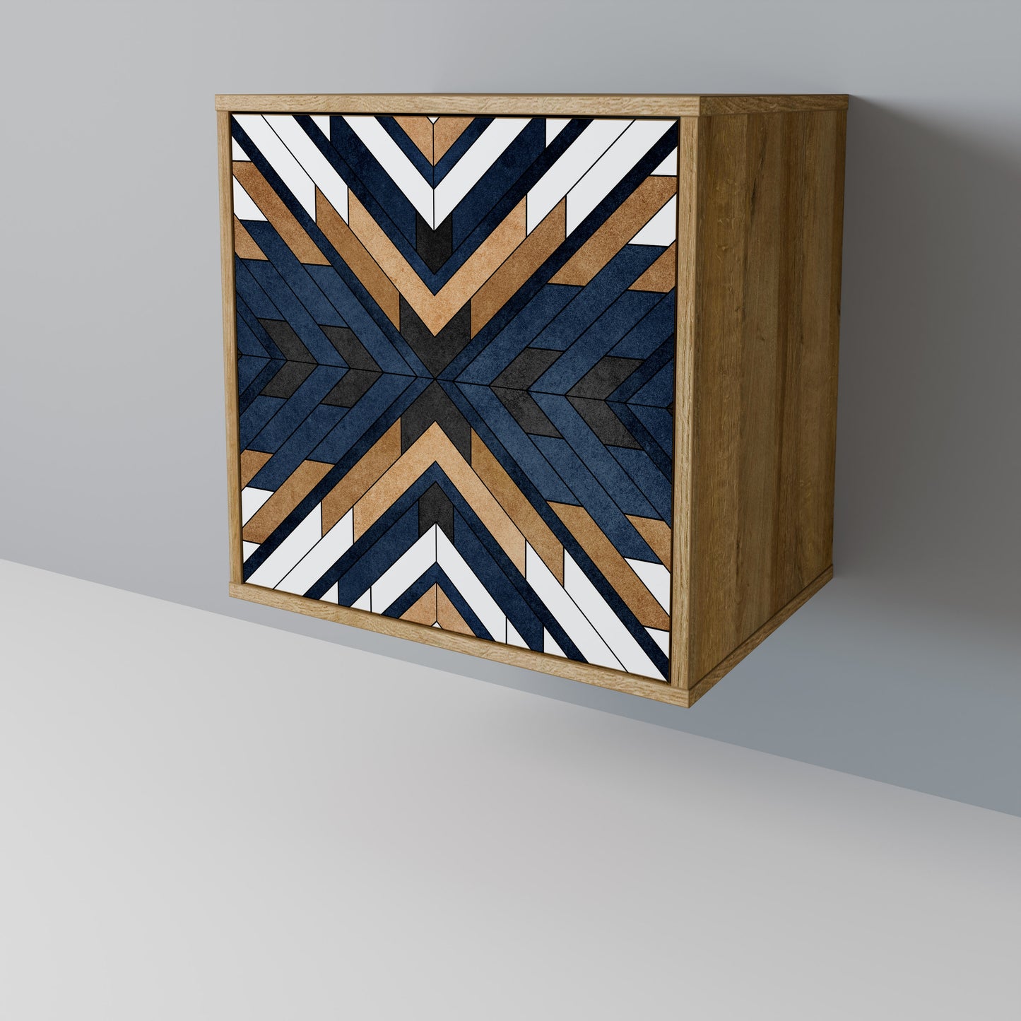 Credenza ARTFUL GEOMETRY a 1 anta effetto rovere